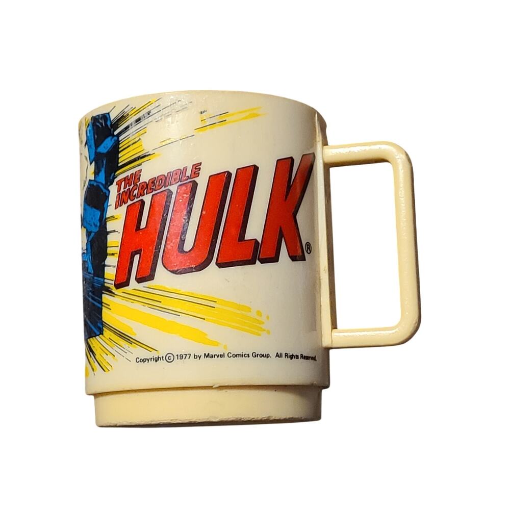 1977, The Incredible Hulk, "Deka" Plastic Mug (Marvel) Scarce / Vintage